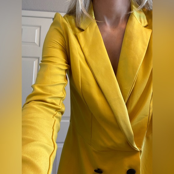 ASOS Tuxedo Mini Dress Yellow Size 0 - Picture 7 of 11